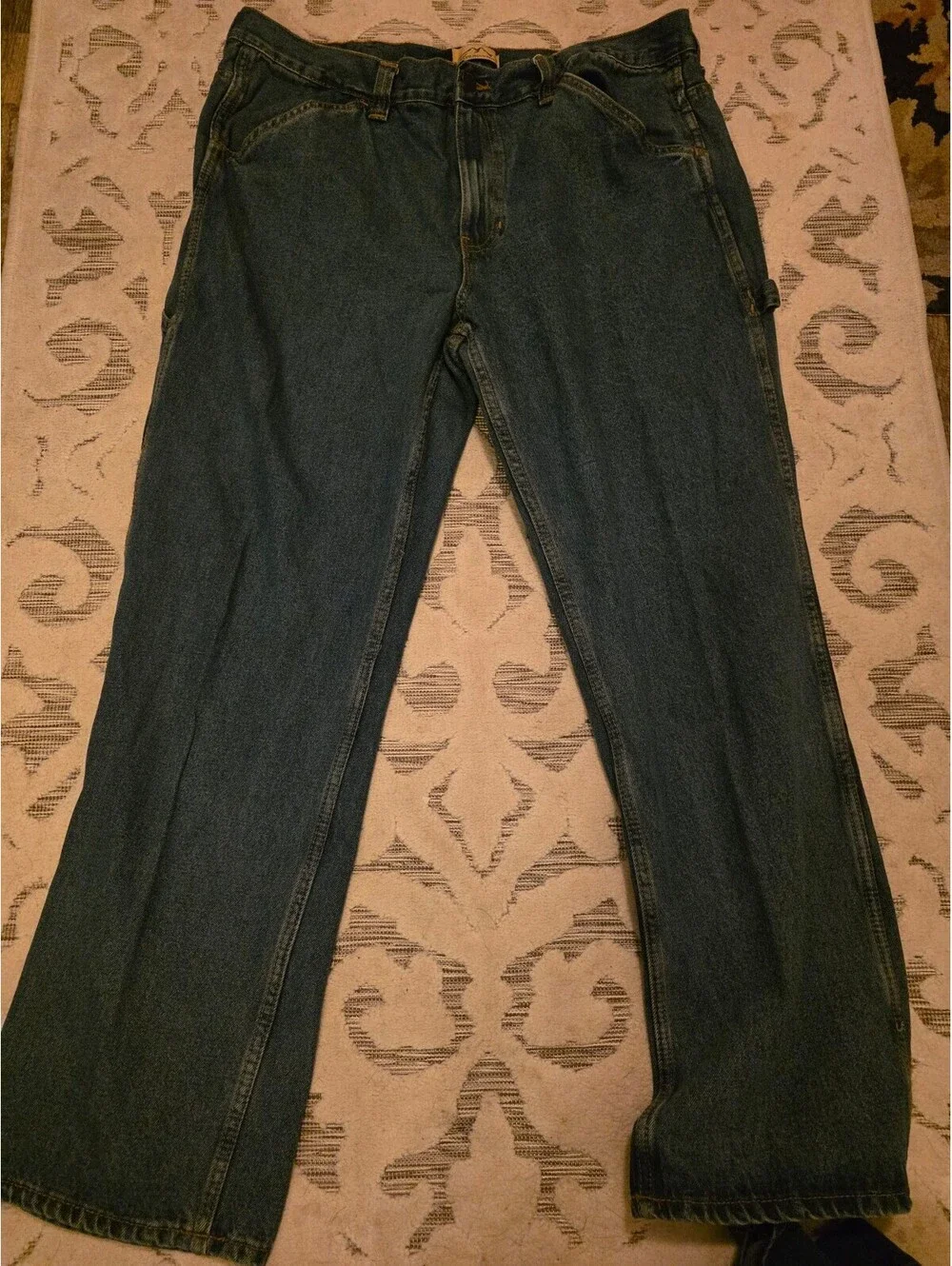 Blue Mountain Men's Carpenter Jeans with Hammer Loop, Classic Fit, Dark Wash